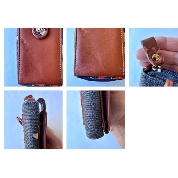 Spartina 449 Linen Leather Zip Around Wallet Cell Phone Change Purse Dau… - Picture 12 of 12